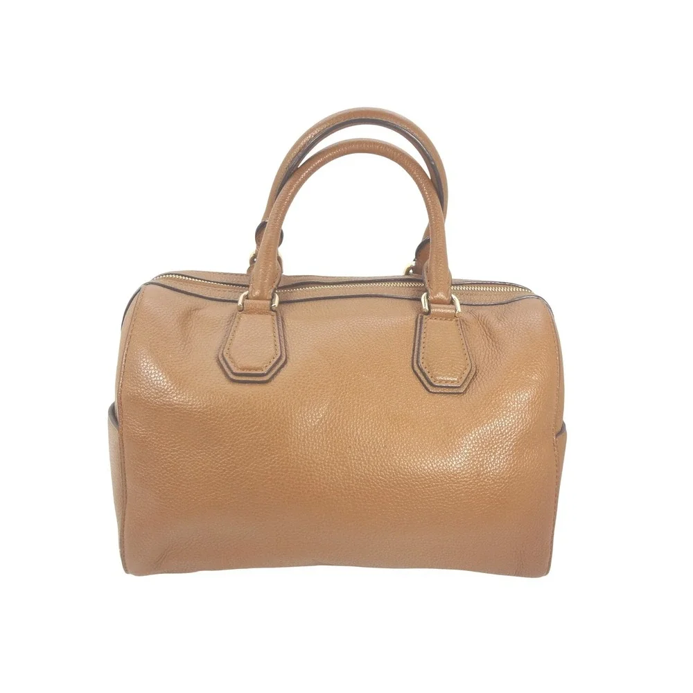 Michael Kors Mercer Medium Duffel Satchel Shoulder Bag Pebbled Leather Camel - Picture 2 of 8